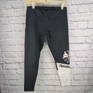 Reebok Classics Graphic Throwback Black & White Logo Leggings Yoga Pants M